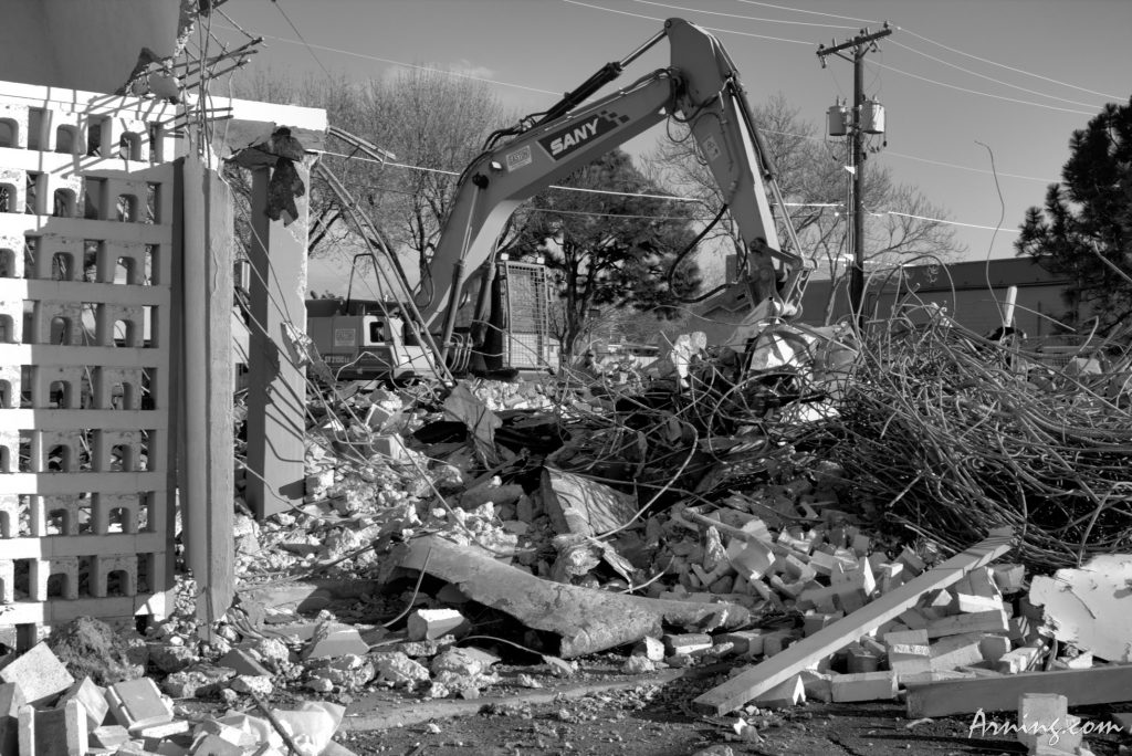 ripping down a building