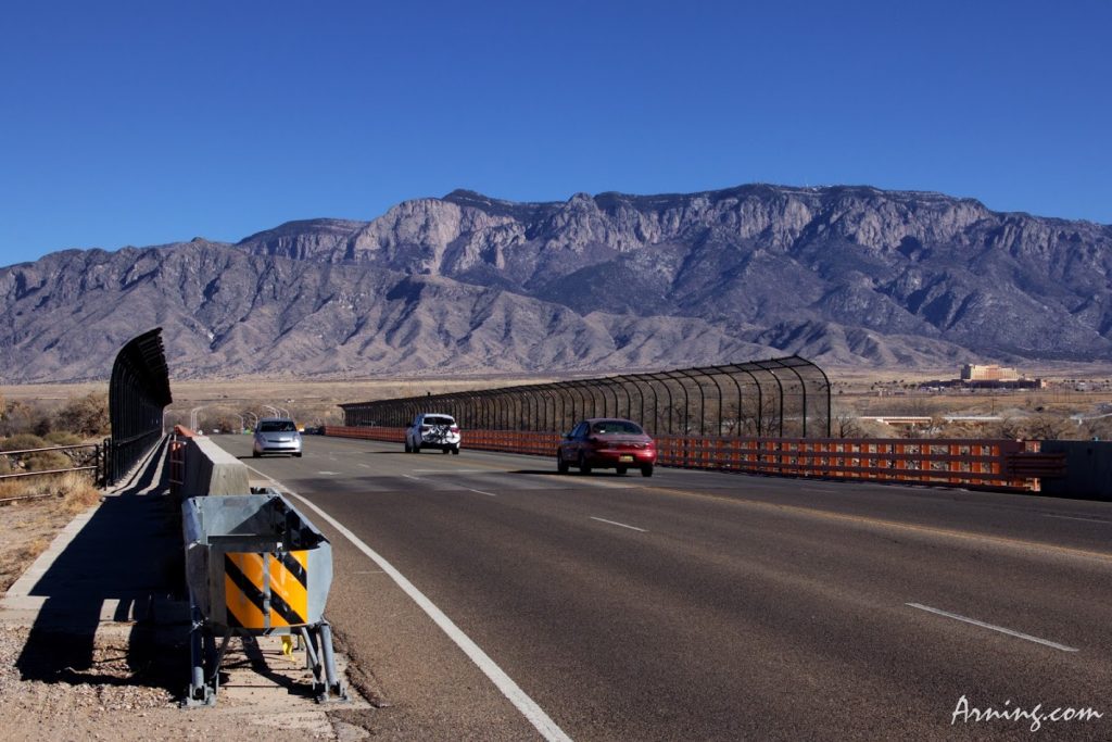 The Sandia Mountains from the north end of 4th Street.