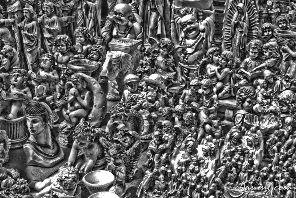 sculptures at the flea market