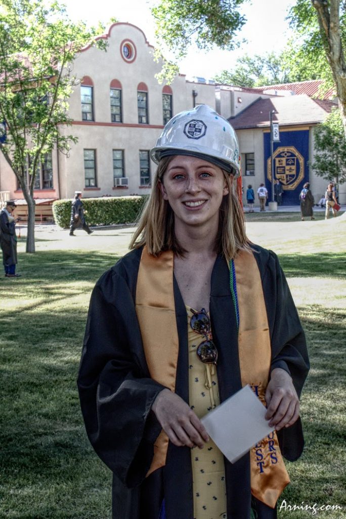 Allie's graduation from New Mexico Tech. At Tech engineers wear hard hats.