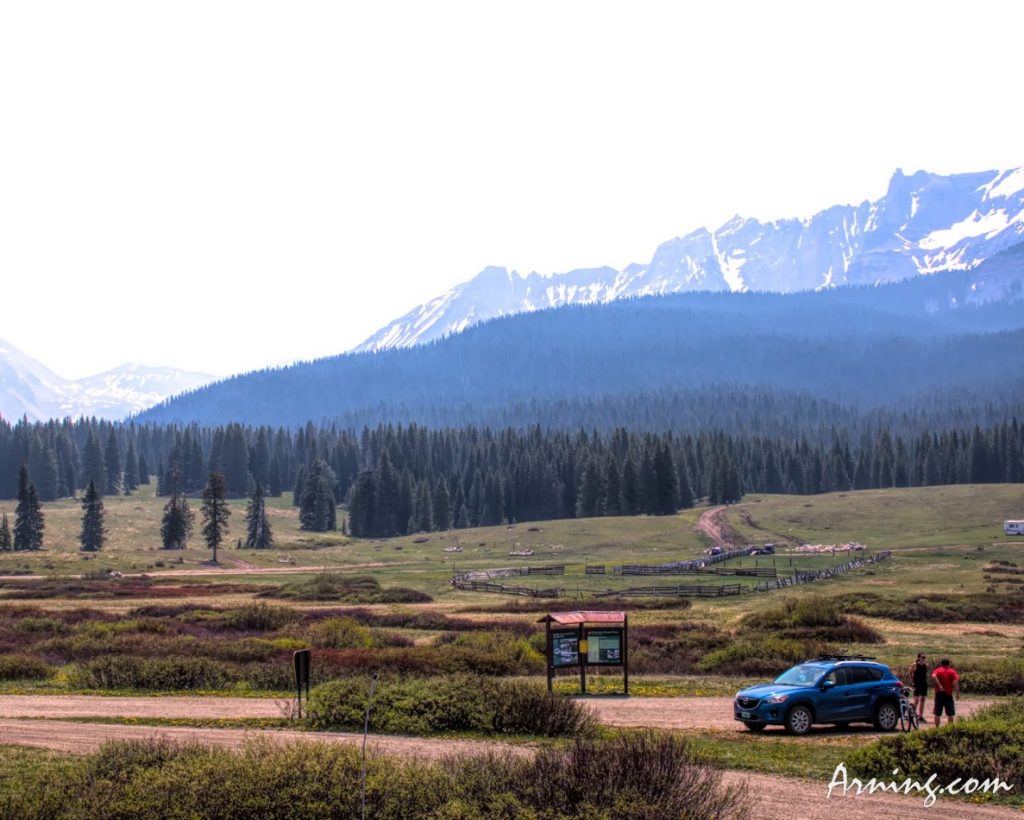 The rocky mountains covered in smoke