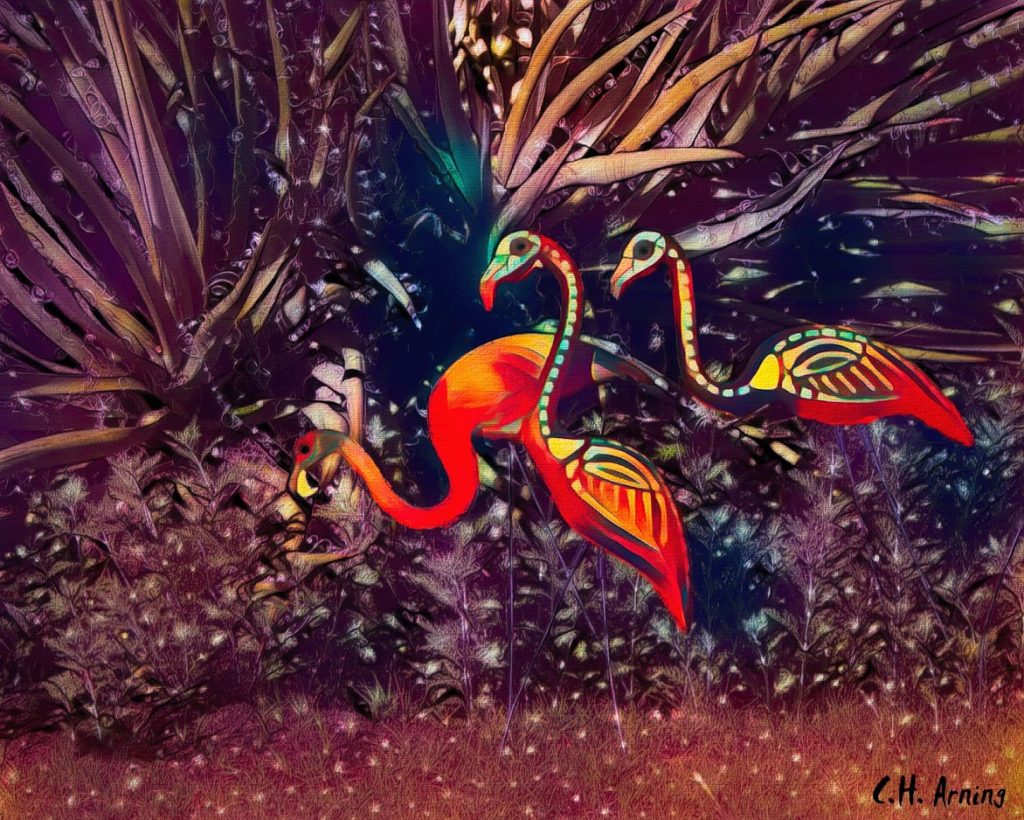 yard flamingos