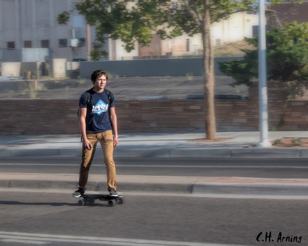electric skateboarder