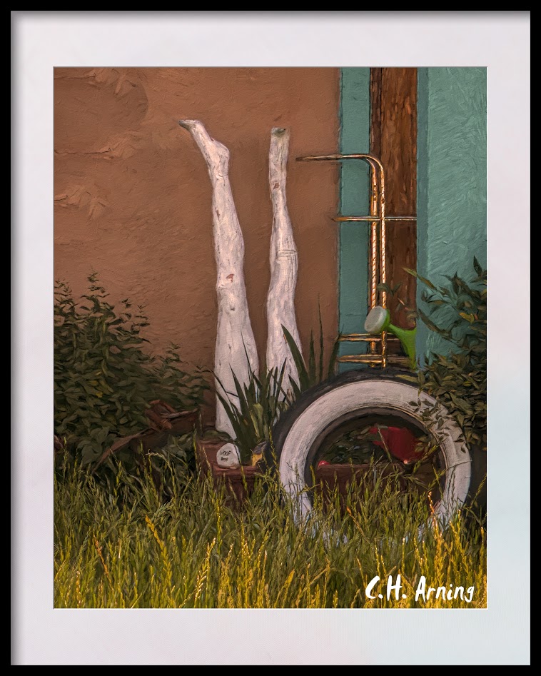 Planted mannequin legs